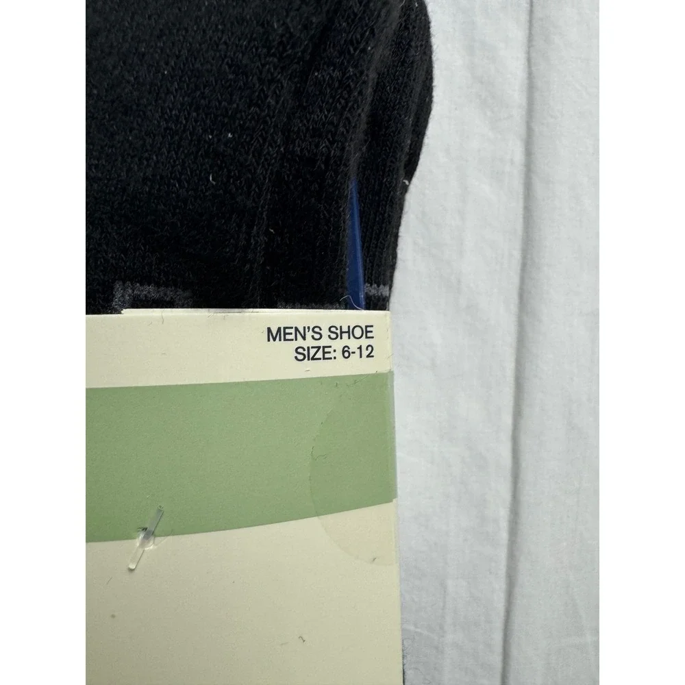 Dockers Mens Crew Socks 6 Pair Pack Black Ribbed Logo Shoe Size 6-12